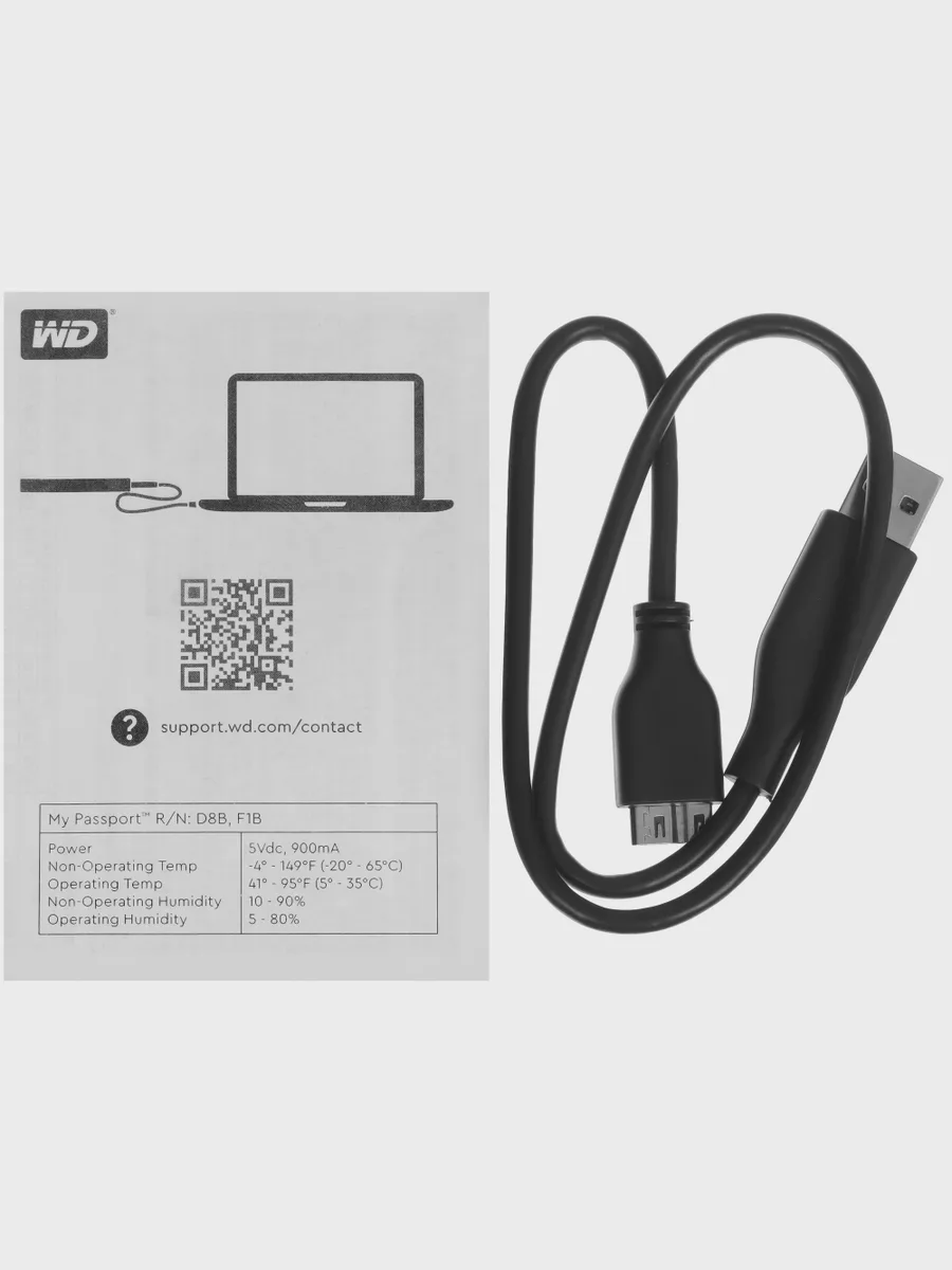 2.5" Внешний HDD WD My Passport [WDBPKJ0050BBK-CESN] 5 ТБ USB 3.2 Gen 1 Type-A — фото 5 из 7