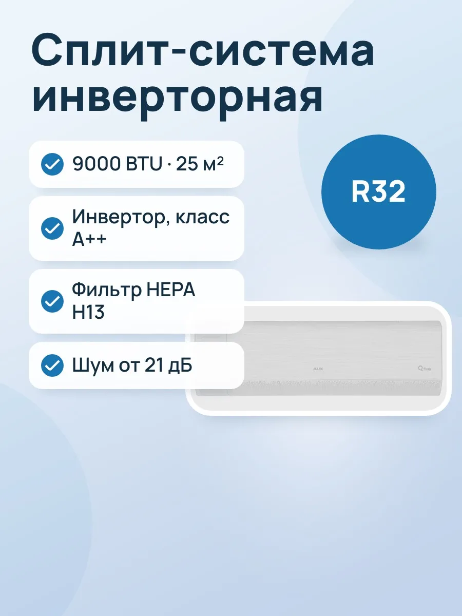 Кондиционер  AUX ASW-H09A4/QF-R2DI/AS-H09A4/QF-R2DI настенный — фото 1 из 11