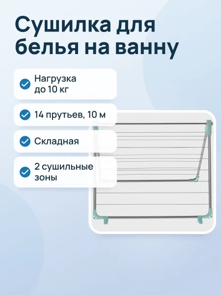 Фото товара Сушилка для белья на ванну Ника СБ4/С