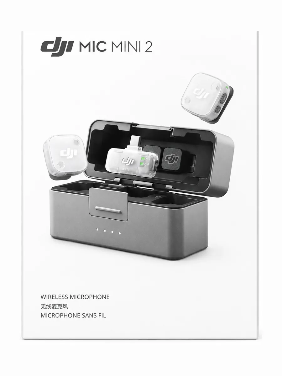 Беспроводной микрофон DJI Mic Mini 2 Combo (2 передатчика + 1 приёмник + зарядный кейс) Белый — фото 1 из 4