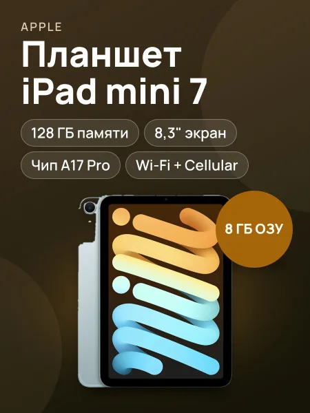 Фото товара Планшет Apple iPad mini 7 Wi‑Fi + Cellular 128GB
