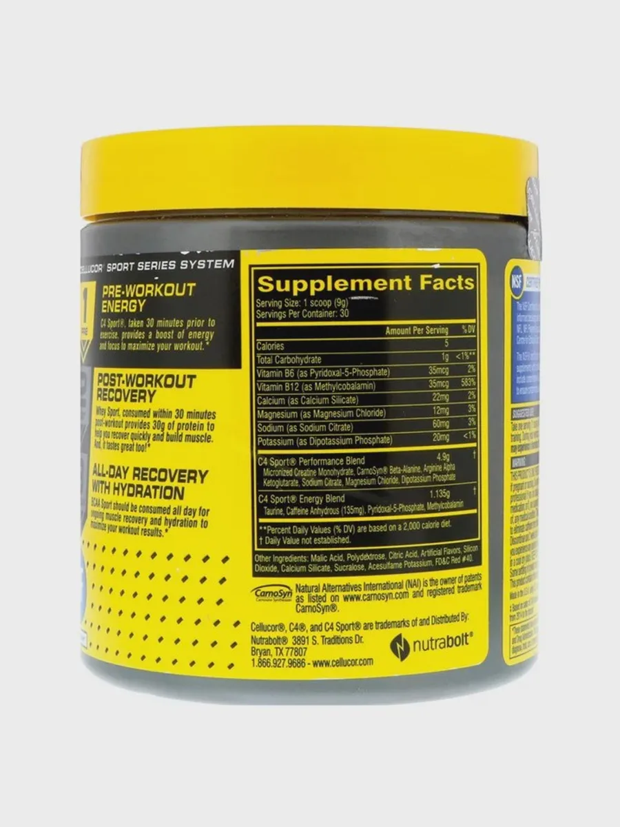 Предтренировочный комплекс Cellucor C4 Sport 30 порций — фото 3 из 3
