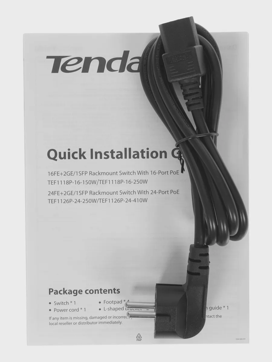 Коммутатор Tenda TEF1118P-16-150W 17 x RJ-45, 1 x Combo-portsх1000 Мбит/сек, 100 Мбит/сек — фото 8 из 10