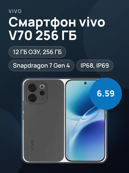 Фото товара Смартфон vivo V70 256 ГБ черный