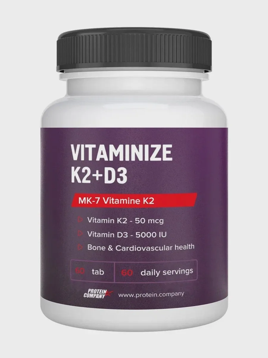Витаминный комплекс PROTEIN.COMPANY Витамин K2 50 мкг + D3 5000 МЕ 60 tab Лимон — фото 2 из 3