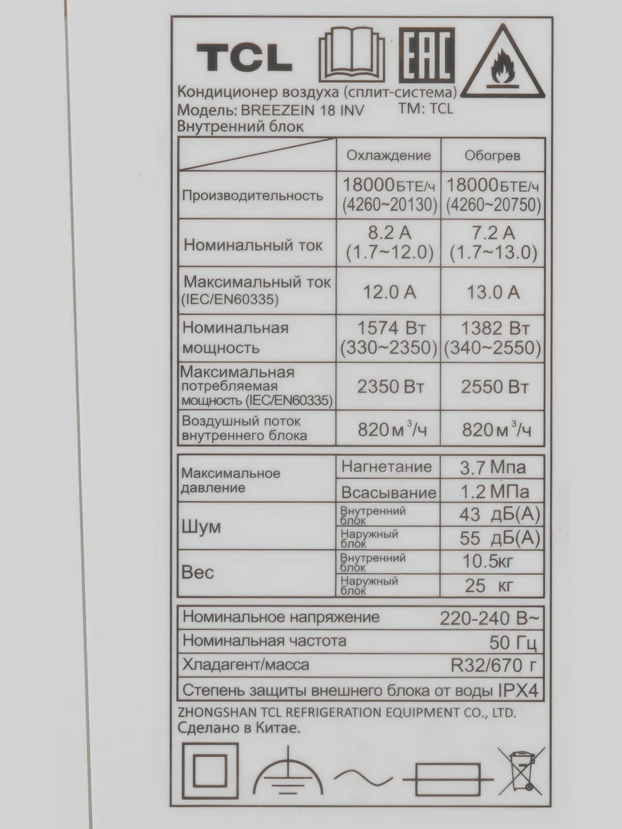 Кондиционер  TCL BREEZEIN 18 INV настенный — фото 8 из 11
