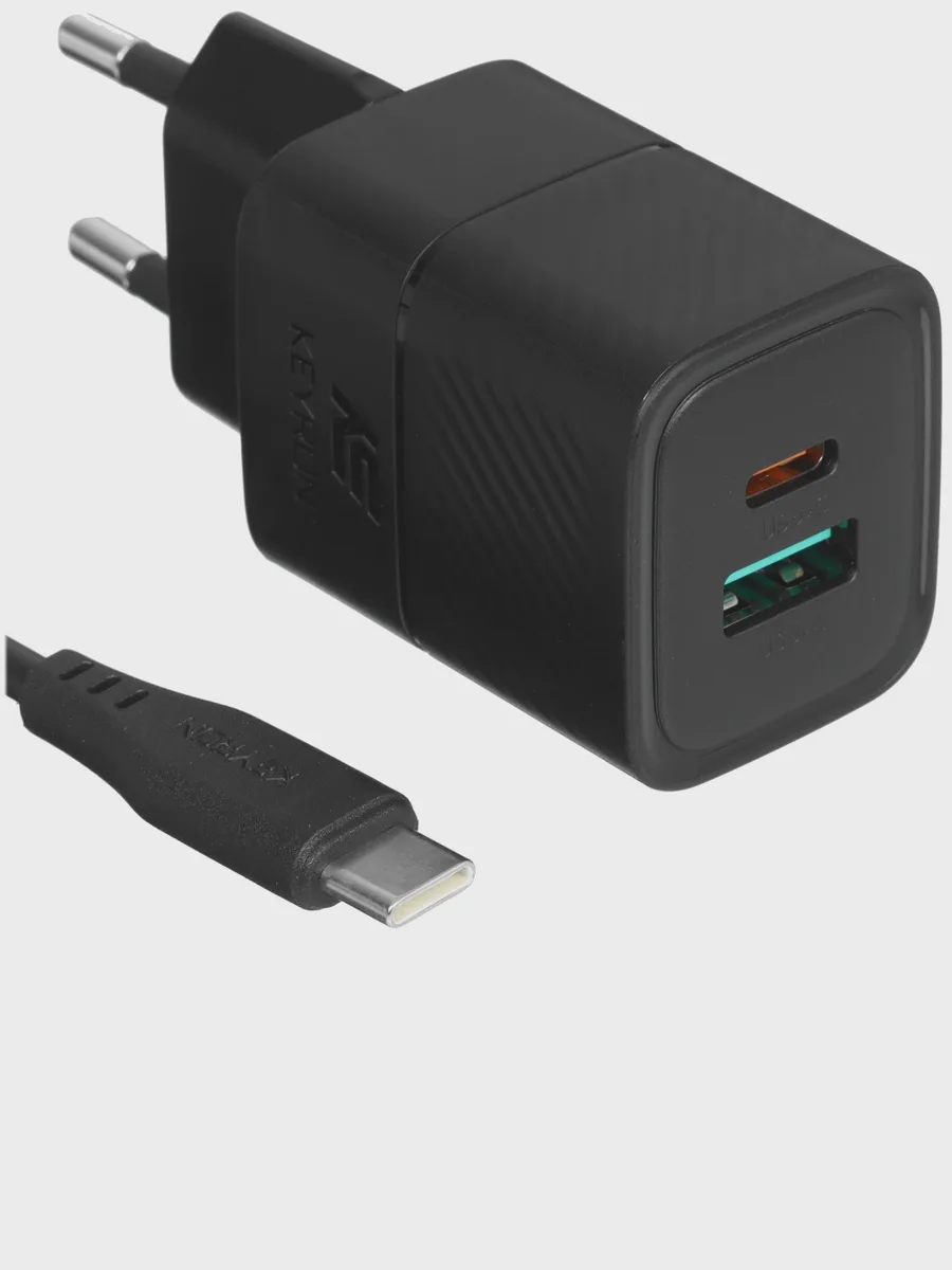 Сетевое зарядное устройство KEYRON K25ACCQCPDGaNB 3 А 25 Вт USB Type-C — фото 2 из 8