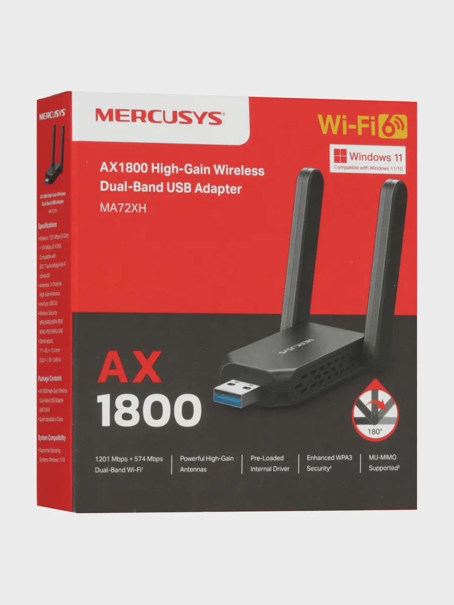 Wi-Fi адаптер Mercusys MA72XH,1775 Мбит/с — фото 7 из 11
