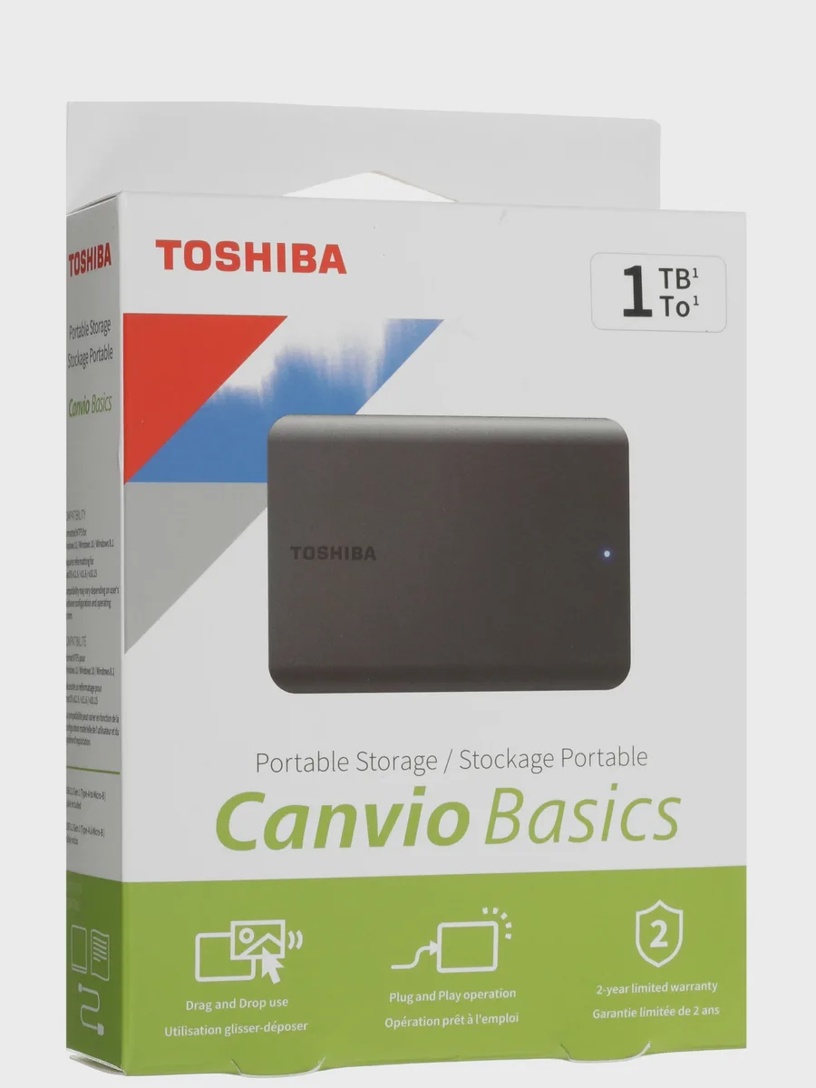 2.5" Внешний HDD Toshiba Canvio Basics [HDTB510EK3AA] 1 ТБ USB 3.2 Gen 1 Type-A — фото 7 из 7