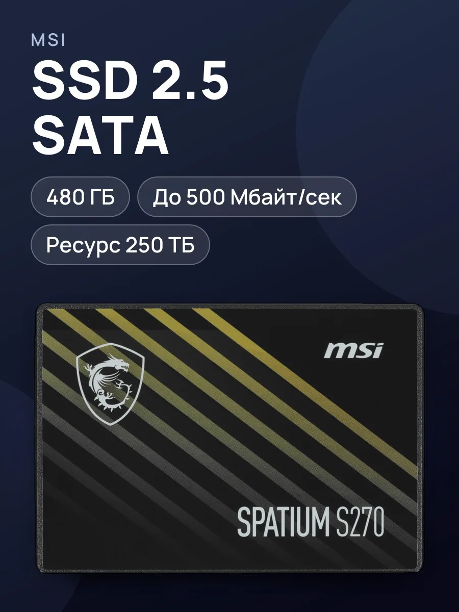 480 ГБ 2.5" SATA накопитель MSI SPATIUM S270  [S78-440E350-P83] — фото 1 из 6