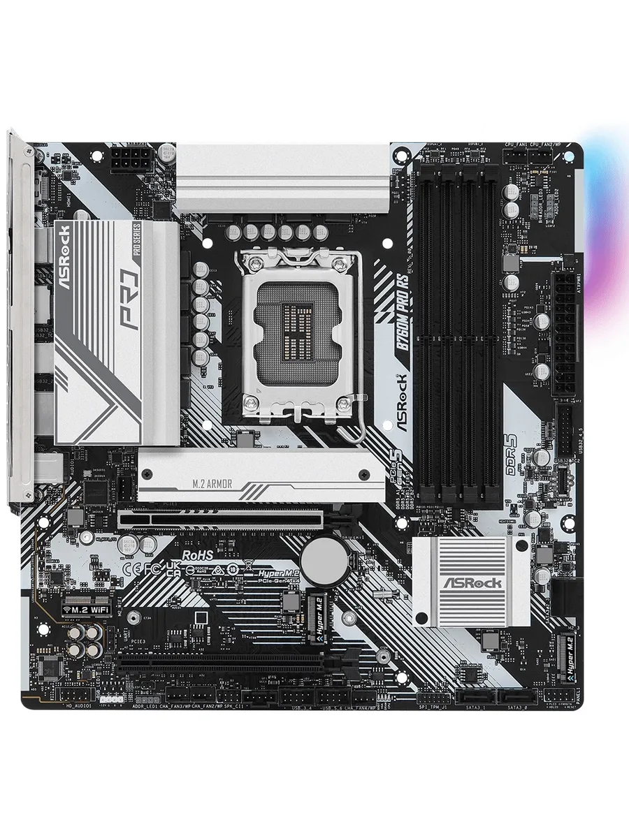 Материнская плата ASRock B760M Pro RS, LGA 1700, Micro-ATX — фото 2 из 10
