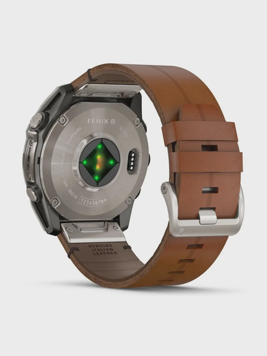 Смарт-часы Garmin FENIX 8 AMOLED Sapphire Titanium Кожаный Ремень — фото 4 из 4