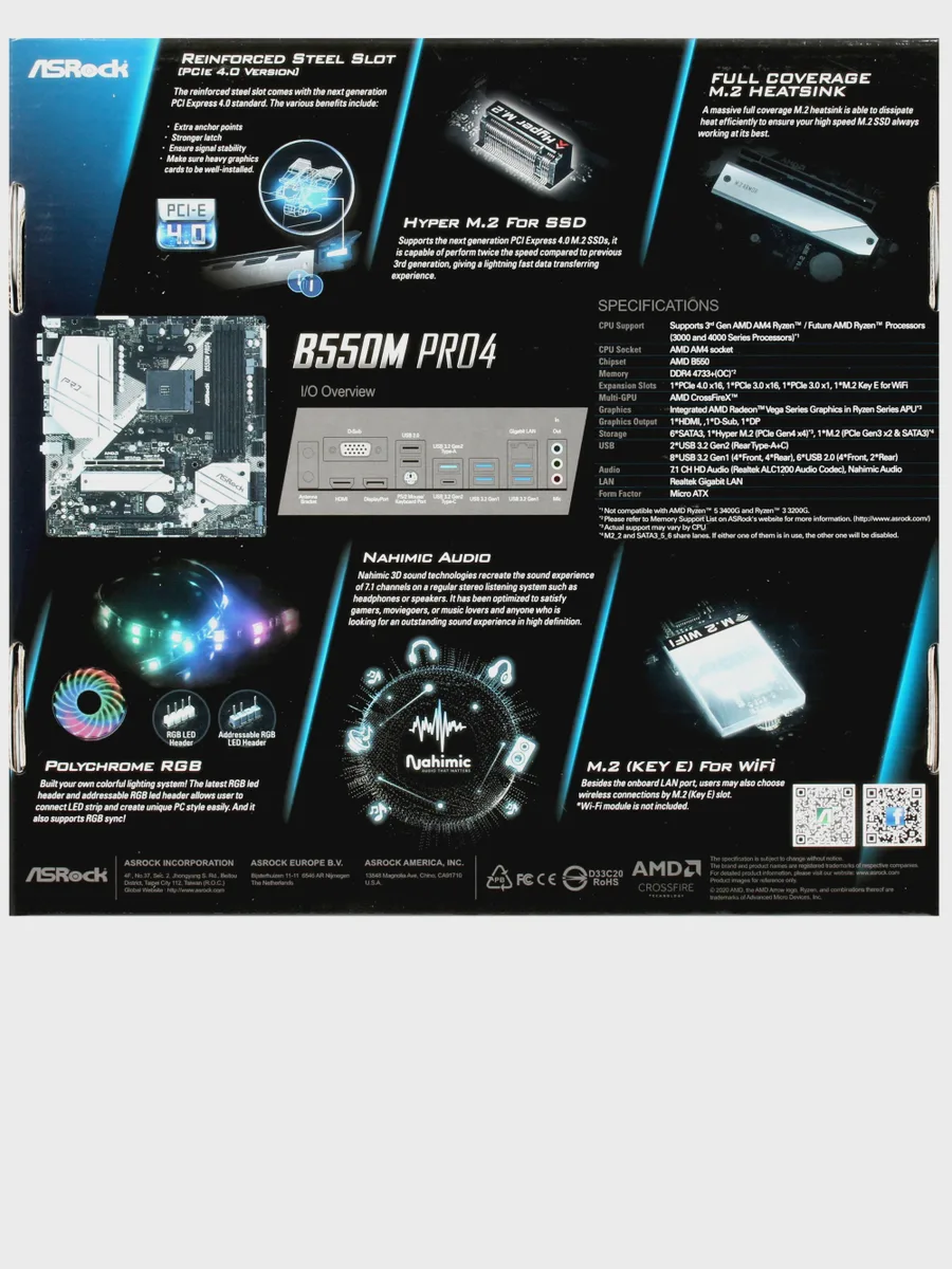 Материнская плата ASRock B550M Pro4, AM4, Micro-ATX — фото 8 из 9