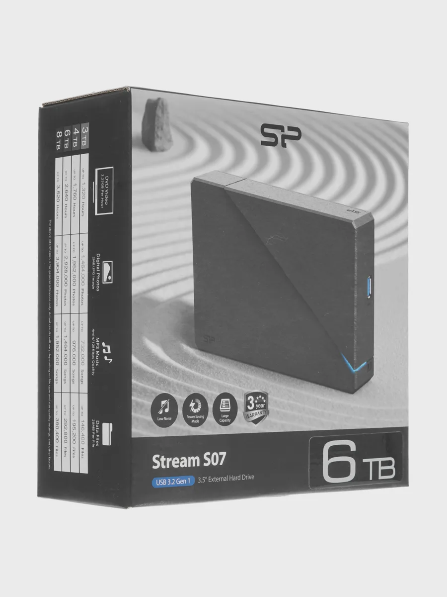 3.5" Внешний HDD Silicon Power Stream S07 [SP060TBEHDS07C3K] 6 ТБ USB 3.2 Gen 1 Type-A — фото 9 из 9