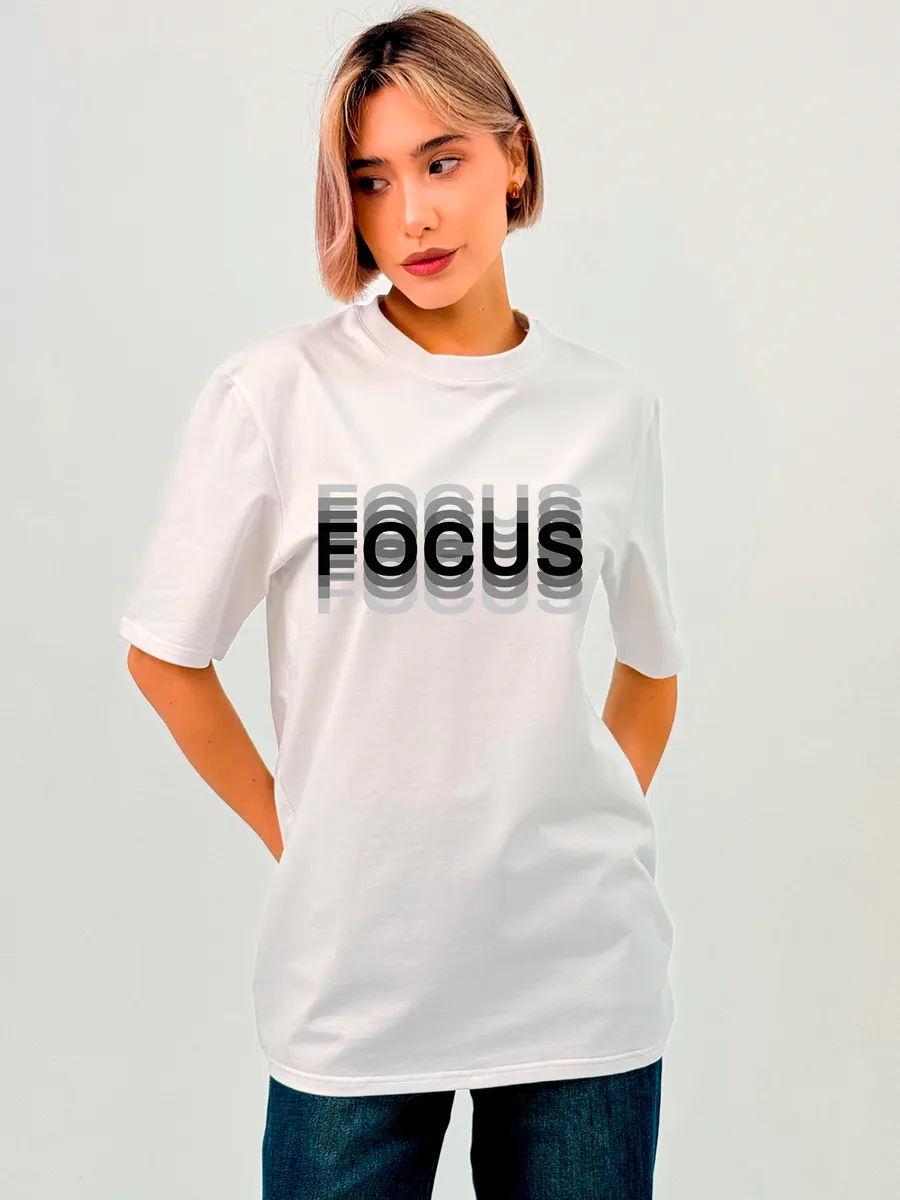 Футболка базовая Унисекс "FOCUS" Эффект двоения — фото 8 из 22
