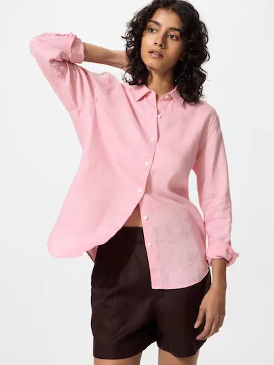 Фото товара Женская рубашка из высококачественного льна12 PINK M