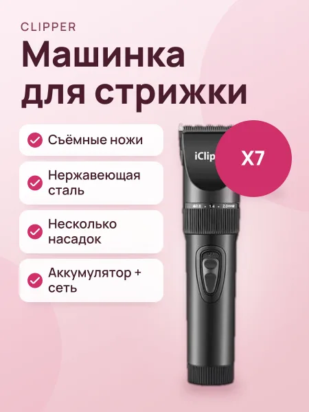 Фото товара Машинка для стрижки волос для мужчин IClipper-X7