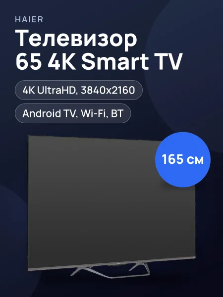 Фото товара 65"(165 см) Телевизор Haier 65 Smart TV S4 серый