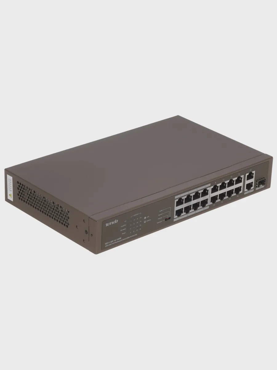 Коммутатор Tenda TEF1118P-16-150W 17 x RJ-45, 1 x Combo-portsх1000 Мбит/сек, 100 Мбит/сек — фото 2 из 10