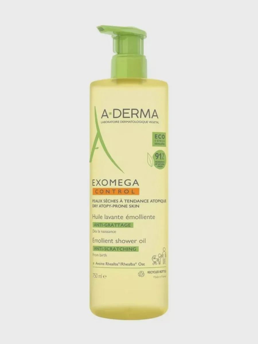 Масло для душа A-Derma Exomega Control Emollient Shower Oil 750 ml — фото 1 из 2