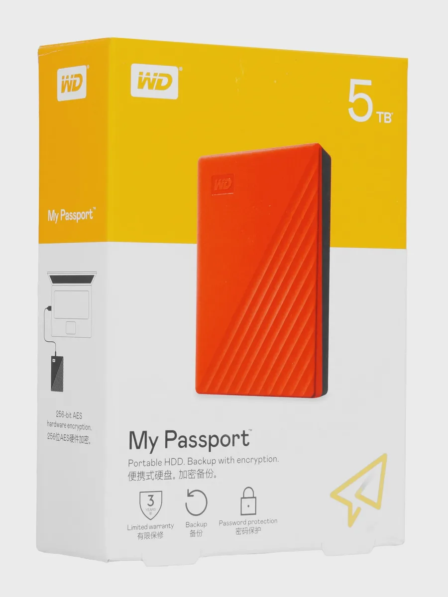 2.5" Внешний HDD WD My Passport [WDBPKJ0050BRD-CESN] 5 ТБ USB 3.2 Gen 1 Type-A — фото 6 из 6