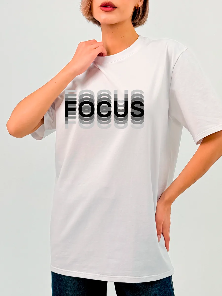 Футболка базовая Унисекс "FOCUS" Эффект двоения — фото 16 из 22