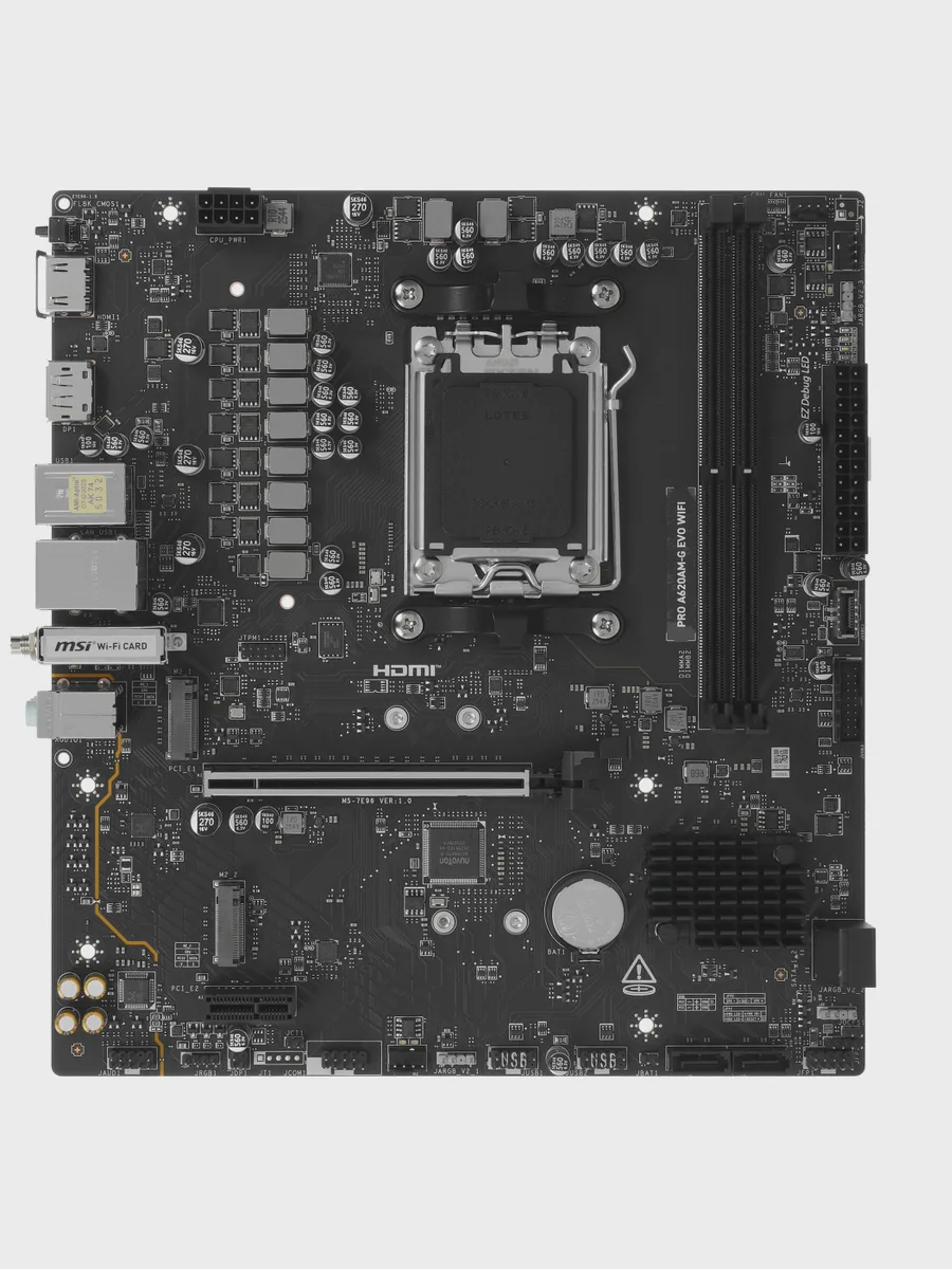 Материнская плата MSI PRO A620AM-G EVO WIFI, AM5, Micro-ATX — фото 1 из 8