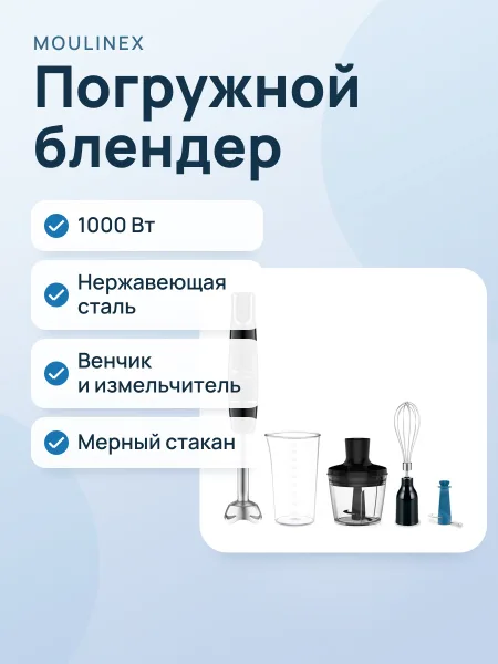 Фото товара Погружной блендер Moulinex DD944810, 1000 Вт