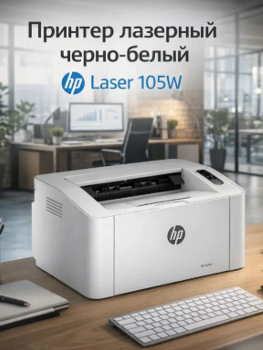 Принтер лазерный черно-белый HP Laser 105W — фото 1 из 1