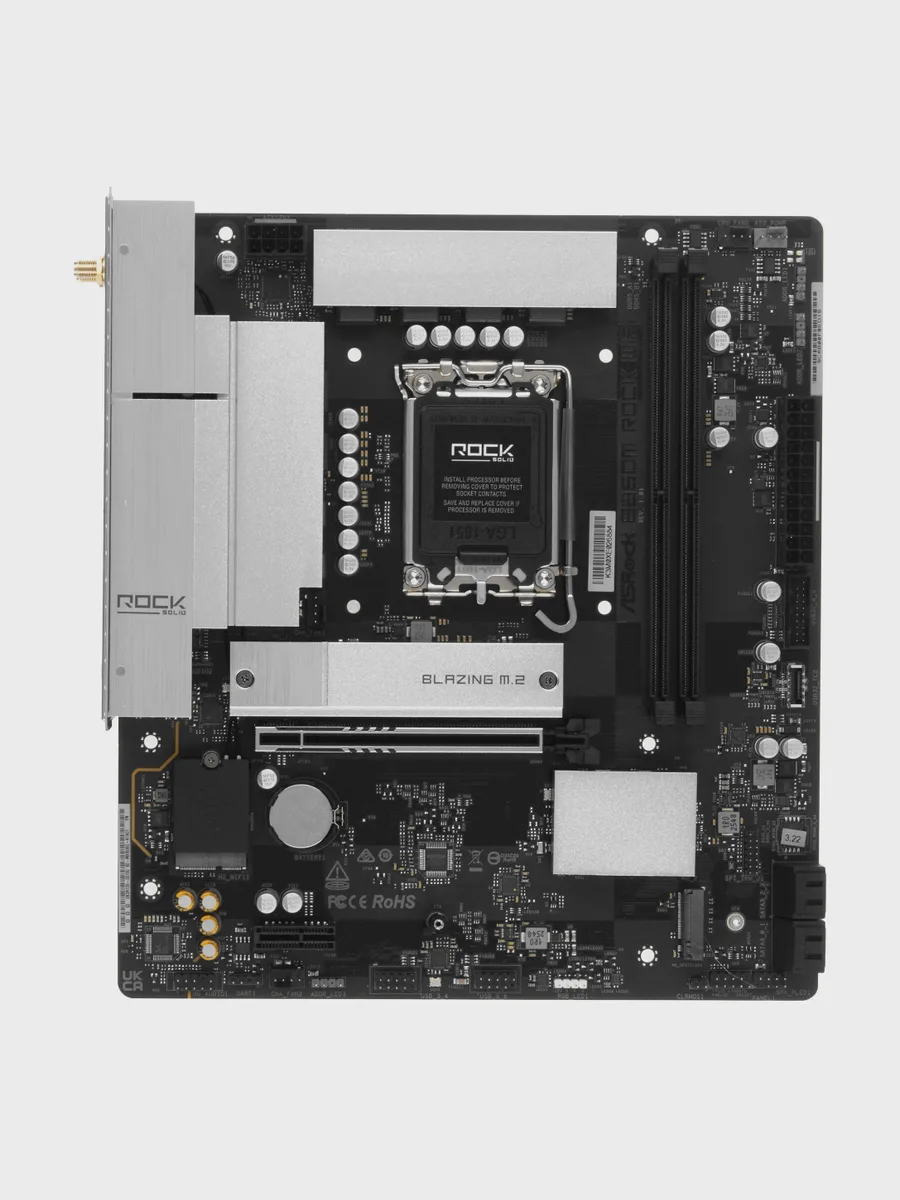 Материнская плата ASRock B860M Rock WiFi, LGA 1851, Micro-ATX — фото 2 из 11