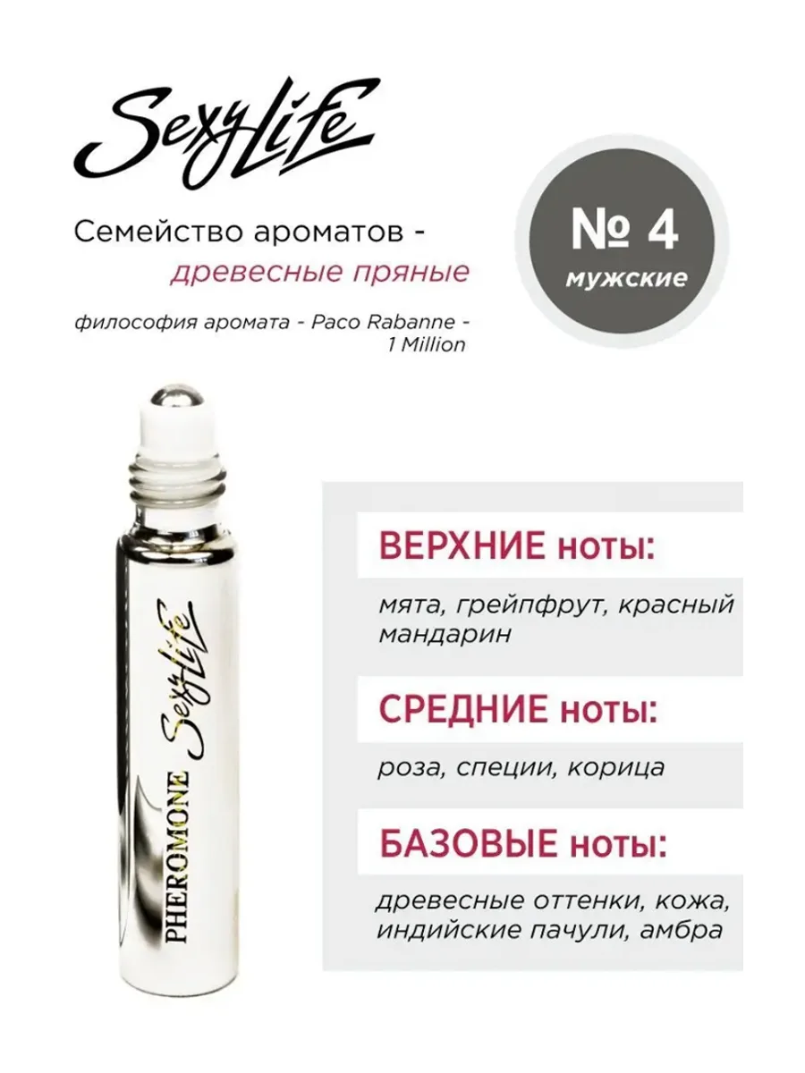 Духи с феромонами Sexy Life 1 Million №4 мужские (10 мл) — фото 2 из 5