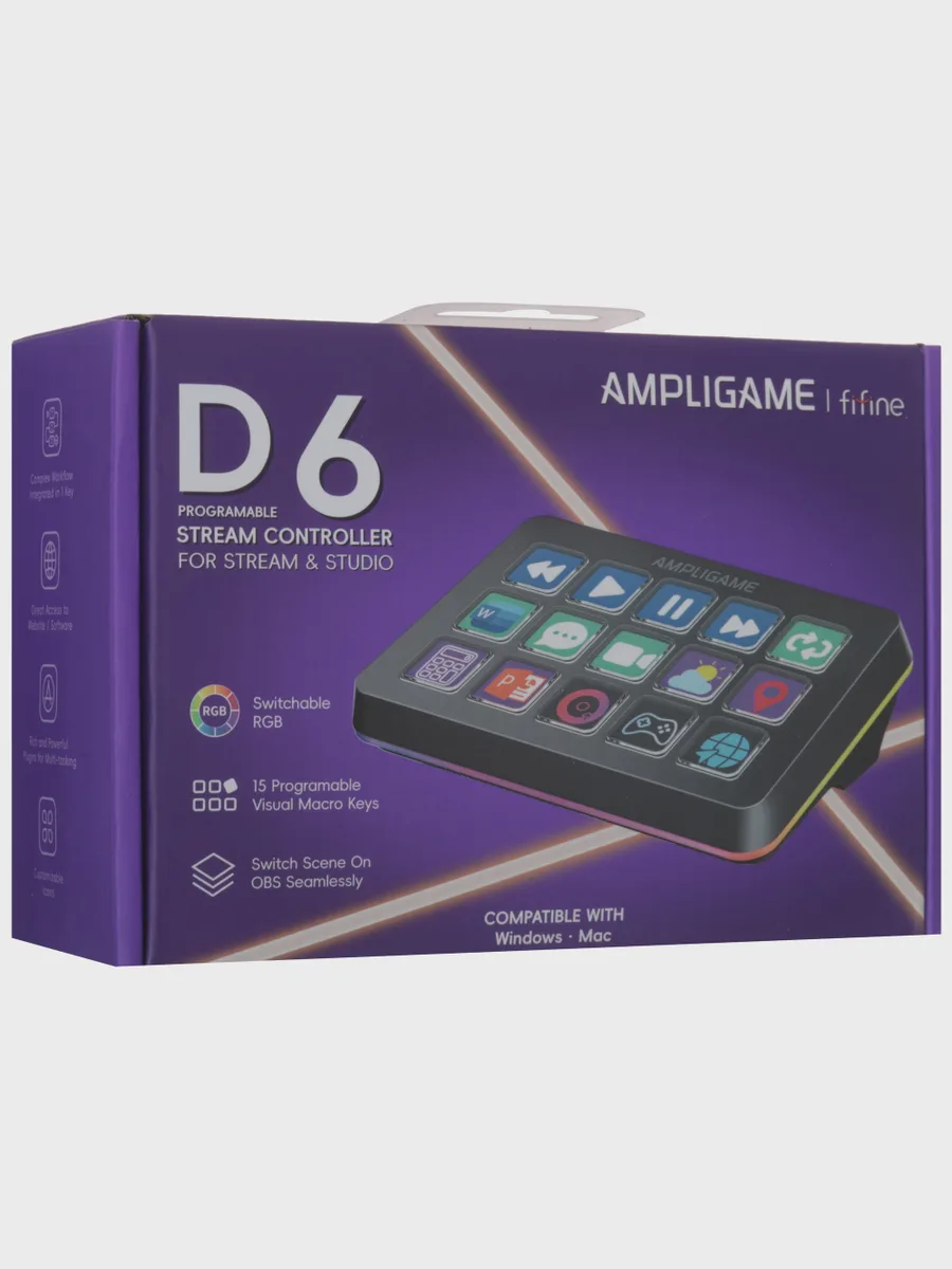 Контроллер для стриминга Fifine D6 Stream Controller, USB Type-A, черный — фото 10 из 10