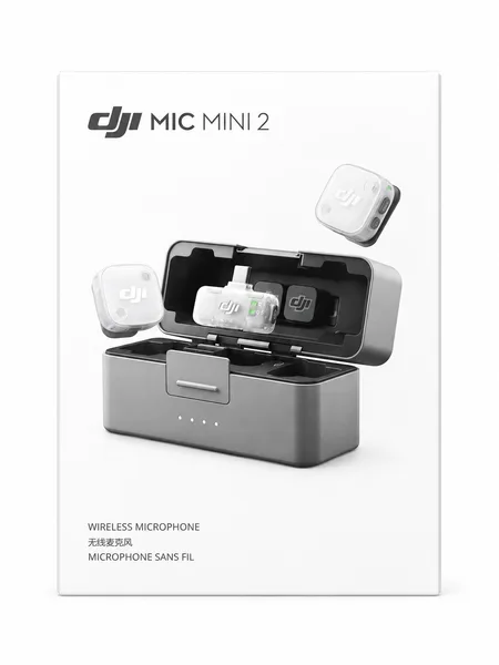 Фото товара Беспроводной микрофон DJI Mic Mini 2 Combo (2 передатчика + 1 приёмник + зарядный кейс) Белый