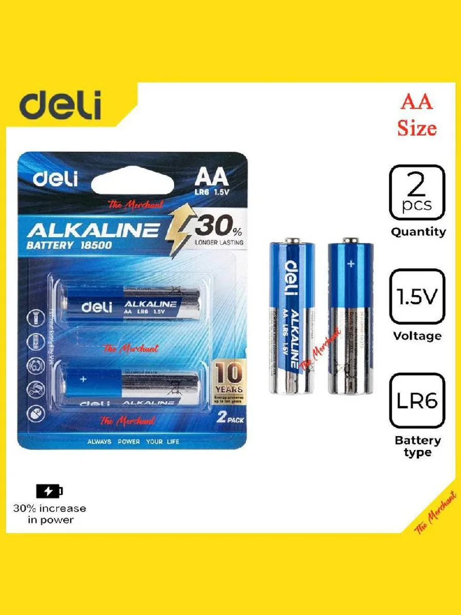 Батарейки Deli Alkaline LR6 1.5V 2 шт — фото 2 из 2