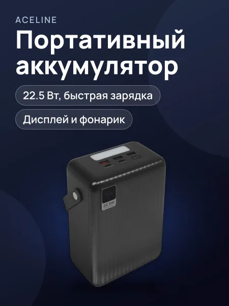 Фото товара Портативный аккумулятор Aceline R8089, 80000 мА*ч, 22.5 Вт