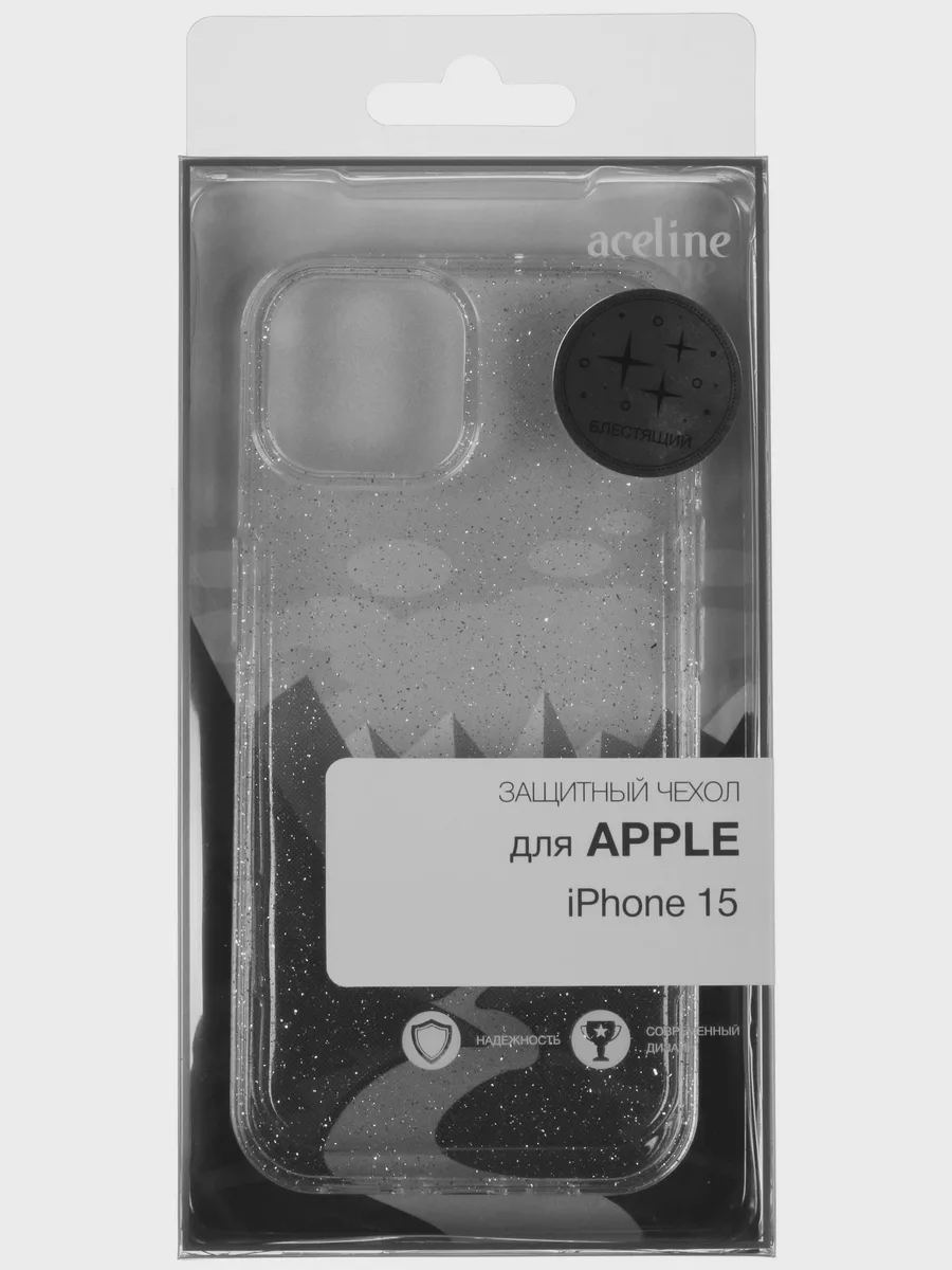 Накладка  Aceline - Apple iPhone 15 прозрачный, блестки — фото 5 из 5